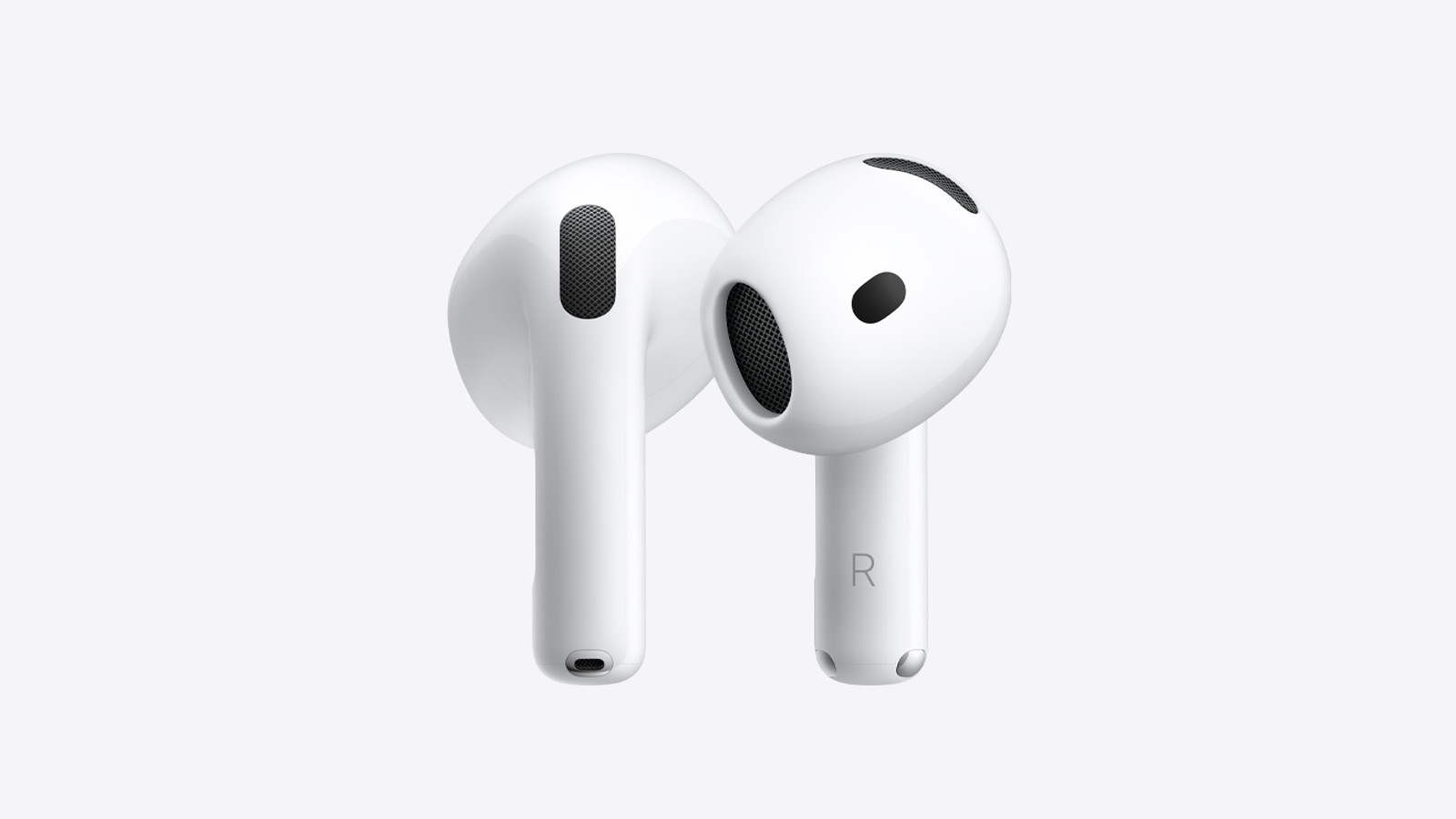 AirPods 5 och laddningsetuiet visas i Apples officiella produktbild.